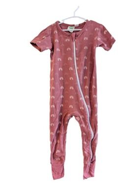 Parade Organic‎ Cotton Short-Sleeve Rainbow Dusty Pink Romper 2T